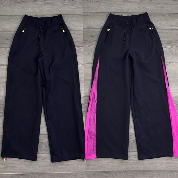 Nike Women Size S Black Pink Sportswear Tech Pack Fleece Wide Leg Sweatpants Gym - Picture 1 of 17